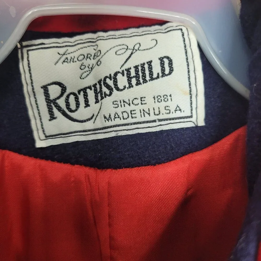 Vintage Rothschild Wool Coat Navy Blue Red Vintage Union Made USA Girls Size 3